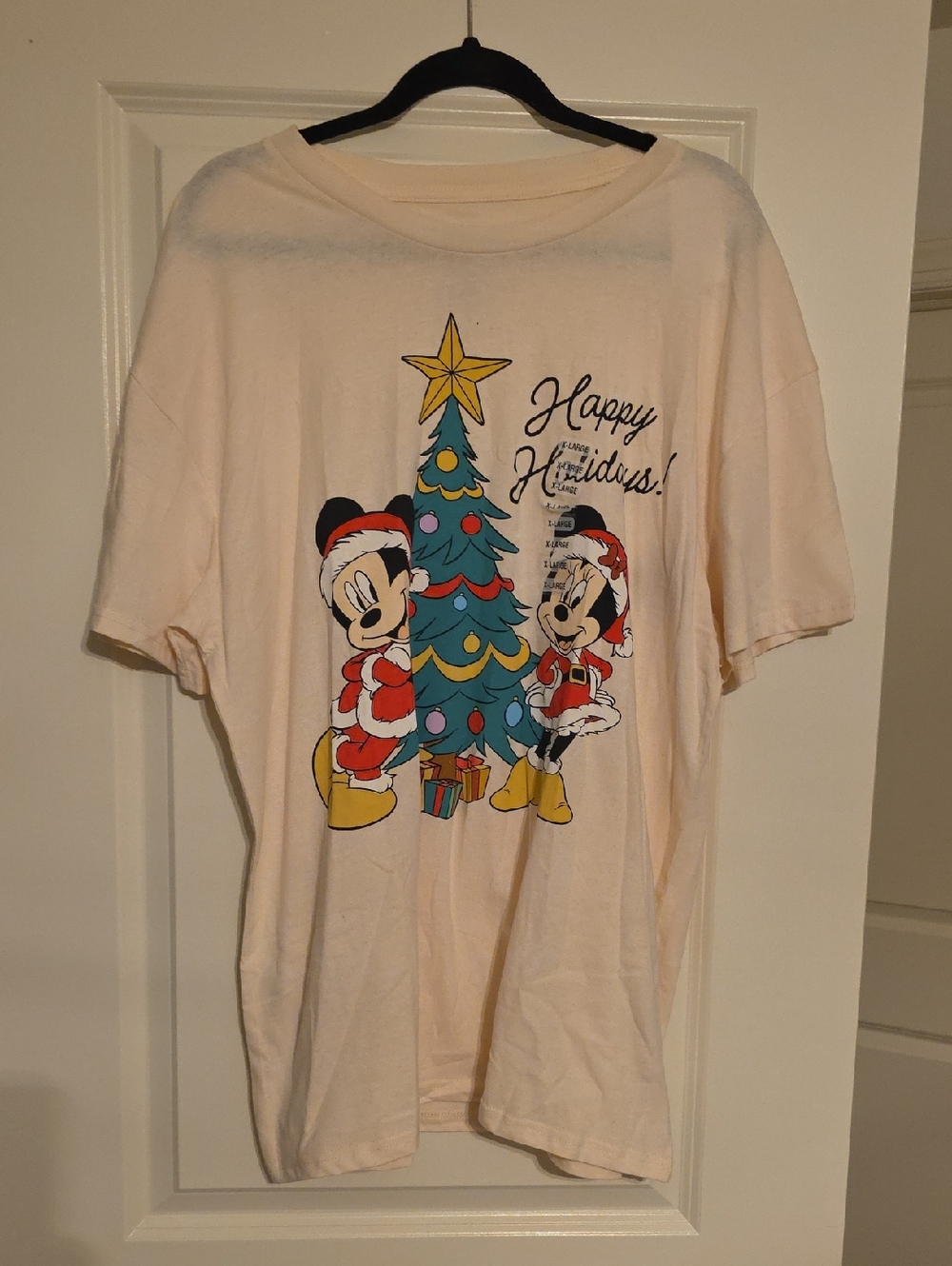 Mickey & Minnie Holiday Graphic Tee - Cream NWT XL